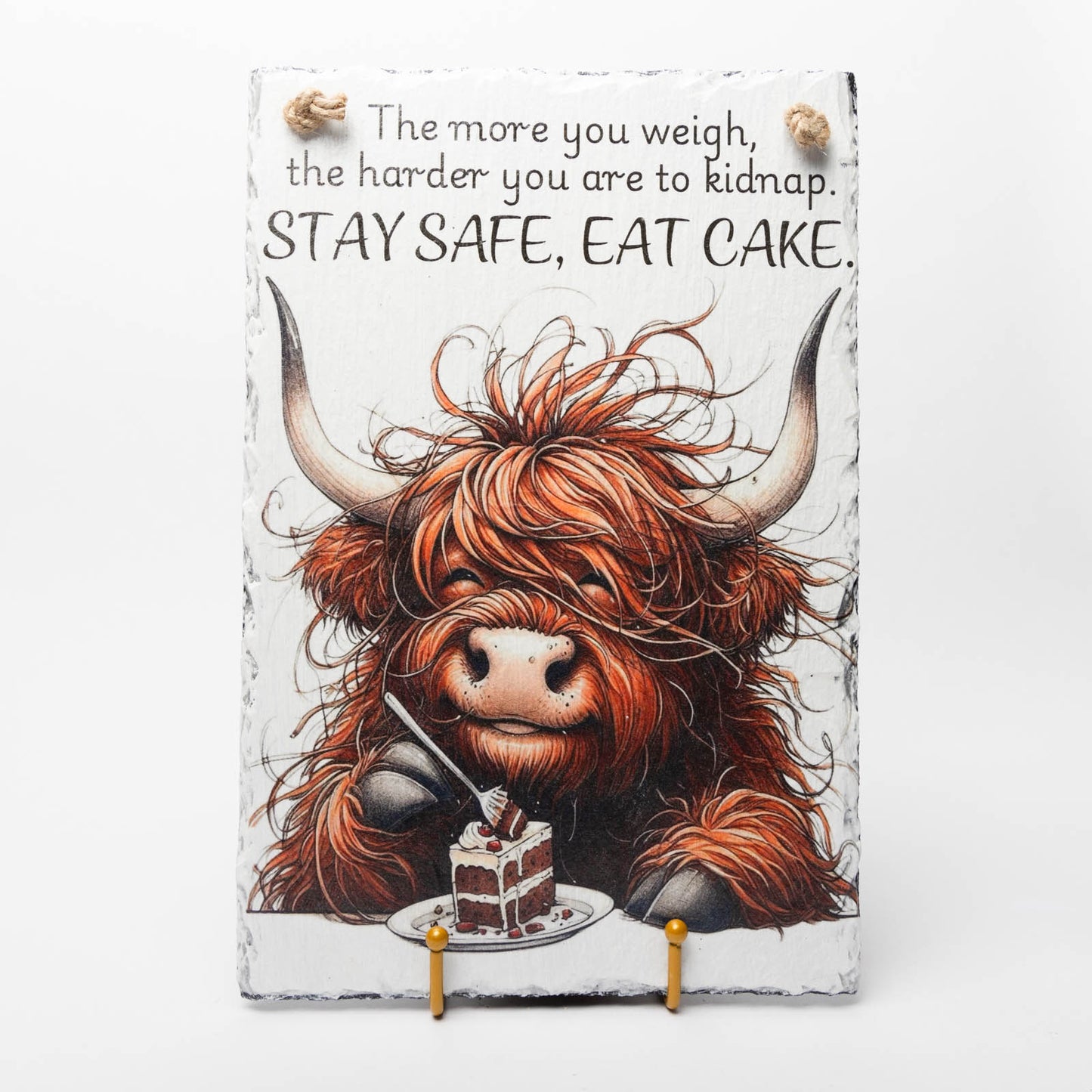 Decorative Slate Sign - Stay Safe Highland Cow