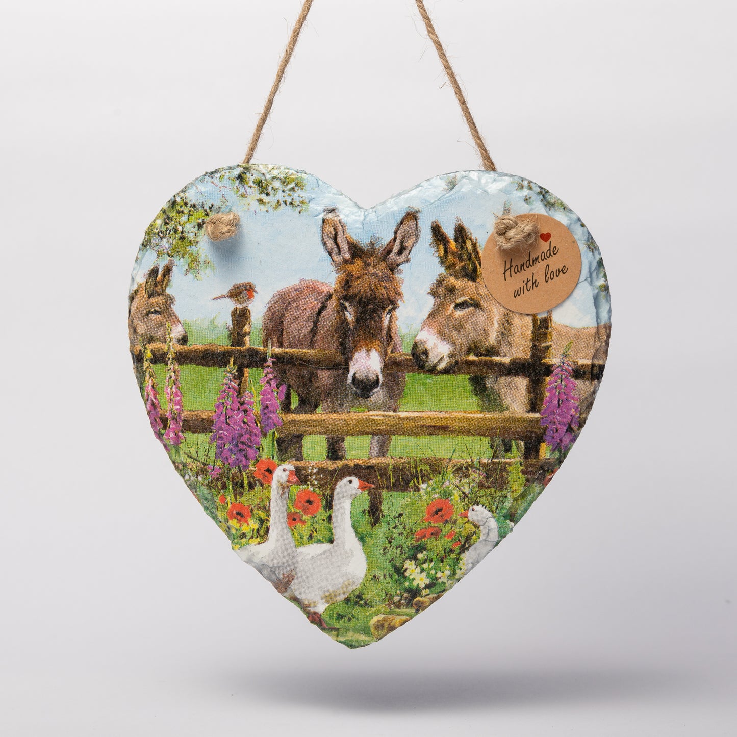 Decorative Slate Heart - Donkey