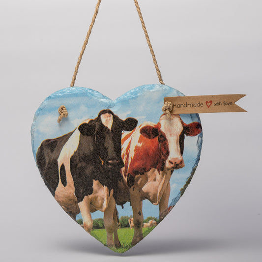 Decorative Slate Heart - Cows